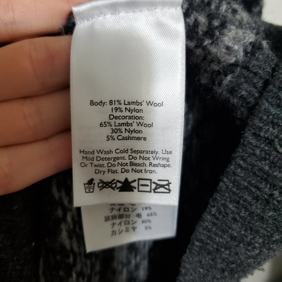 Eddie Bauer Fair Isle button up sweater cardigan wool gray - Picture 6 of 7